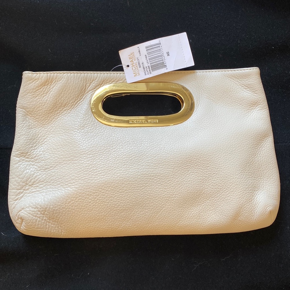 Michael Kors Berkeley Vanilla Genuine Leather Clutch